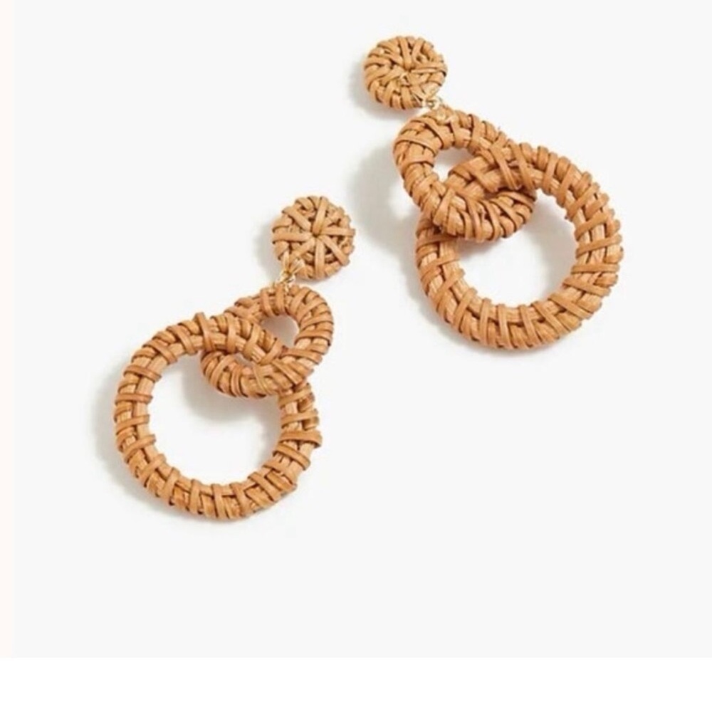 NWT J.Crew Interlocking Rattan Hoop Earrings - Picture 2 of 9